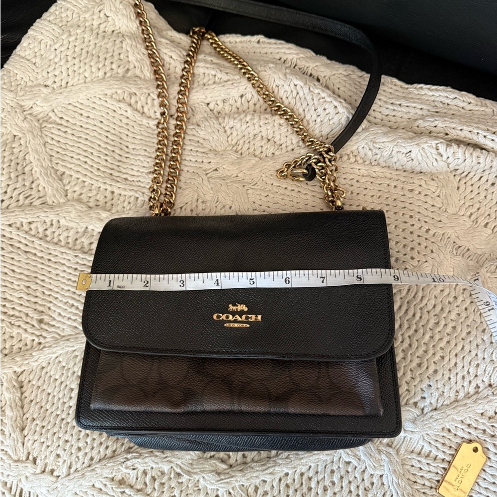 Coach Black Leather Crossbody with Gold Chain Strap - Picture 10 of 13